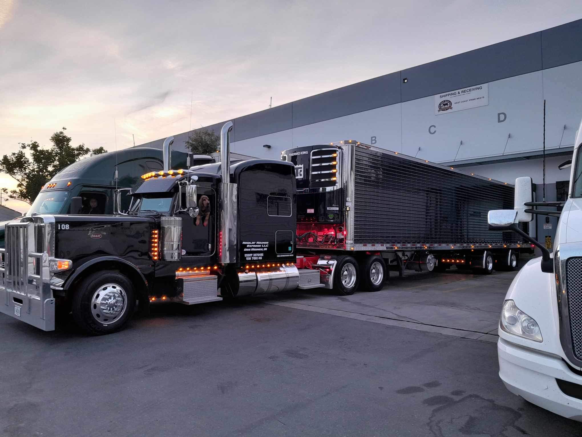 Black Howlin Hounds Express truck at dusk